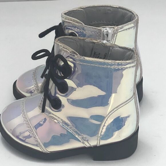 Wonder Nation Iridescent Combat Booties Toddler Sz 4 Moto Techno‎ Comfort Shoes - Picture 6 of 14